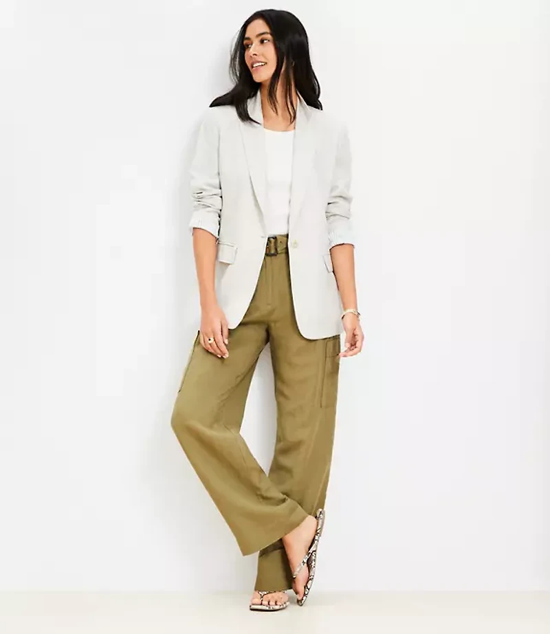Petite Oversized Linen Blend Modern Blazer