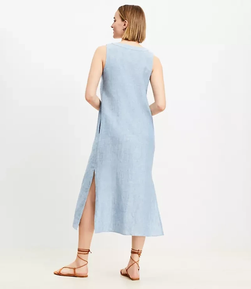 Petite Linen Vest Midi Dress