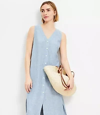 Petite Linen Vest Midi Dress