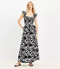 LOFT Beach Sunny Poplin Ruffle Strap Maxi Pocket Dress