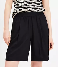 Pull On Bermuda Shorts Linen Blend