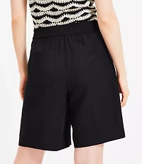 Pull On Bermuda Shorts Linen Blend
