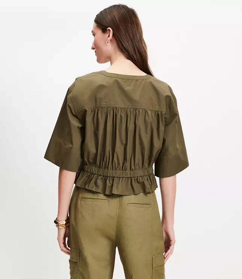 Petite Poplin Safari Peplum Top