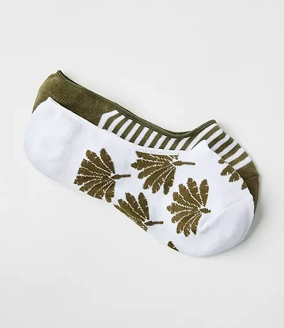Palm & Stripe No Show Sock Set