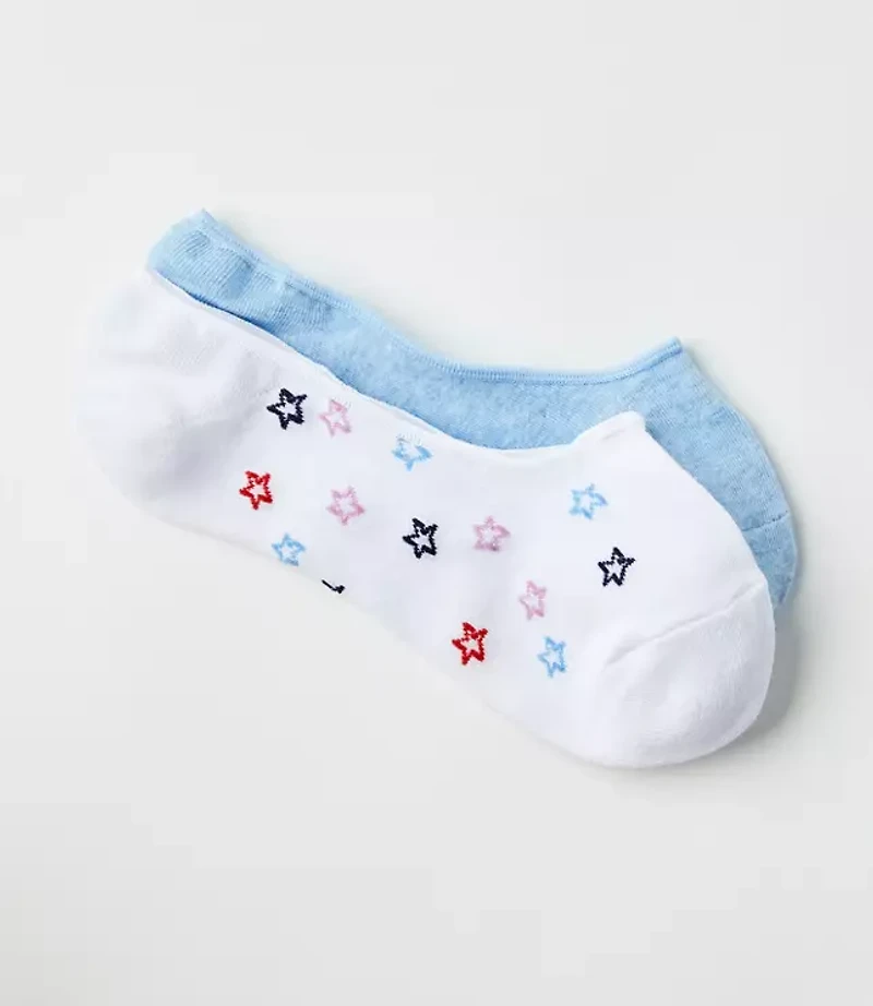 Star & Heathered No Show Sock Set