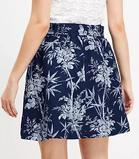 Petite Palm Belted Linen Blend Mini Pocket Skirt