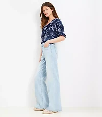 Petite Mid Rise Wide Leg Jeans in Light Wash