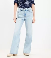 Petite Mid Rise Wide Leg Jeans in Light Wash