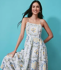Lemon Linen Blend Strappy Maxi Pocket Dress