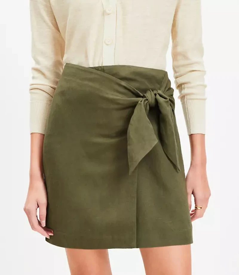 Linen Blend Mini Wrap Skirt