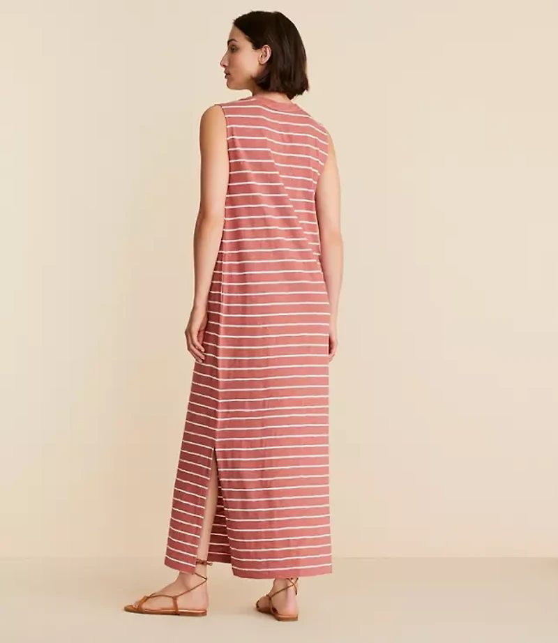 Petite Lou & Grey Striped Soft Slub Maxi Pocket Tee Dress