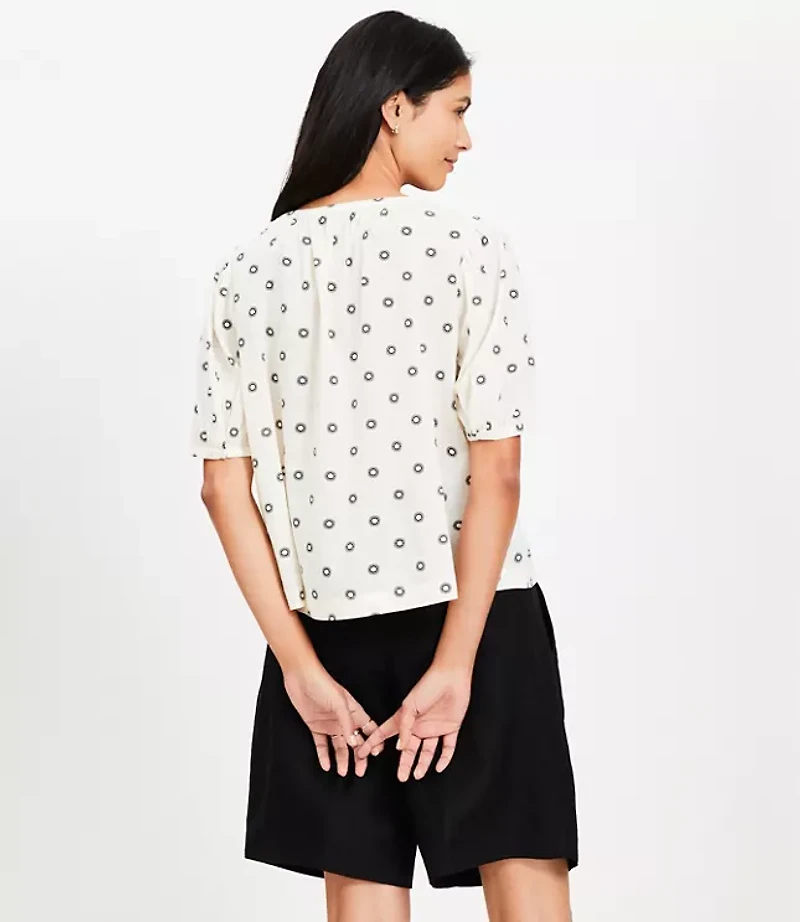 Dotted Bubble Sleeve Blouse