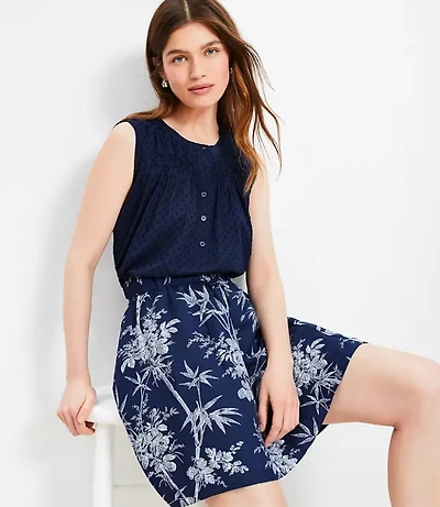 Petite Pleated Yoke Mixed Media Top