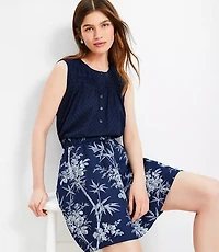 Petite Pleated Yoke Mixed Media Top