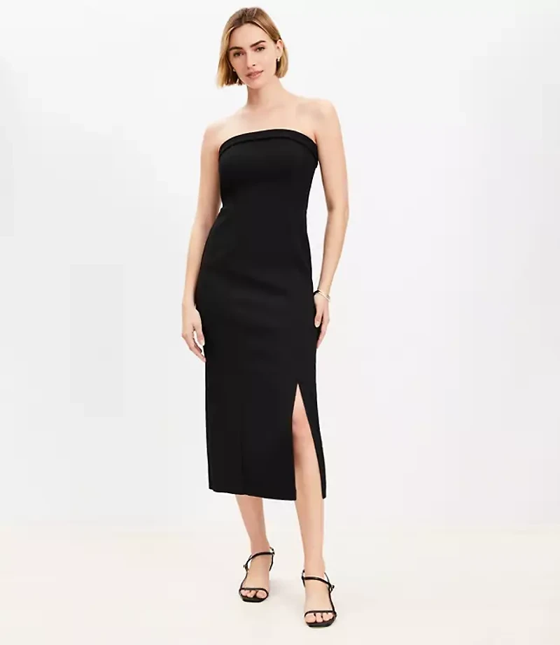 Petite Knit Strapless Midi Dress