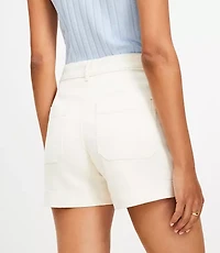 Eyelet Pocket Palmer Denim Shorts Ivory