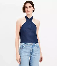 Chambray Crossover Halter Top