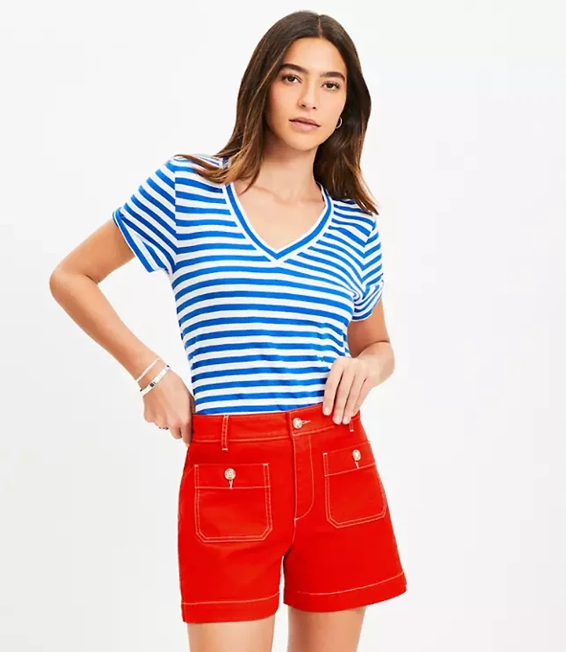 Petite Striped Everyday V-Neck Tee