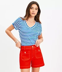 Petite Striped Everyday V-Neck Tee