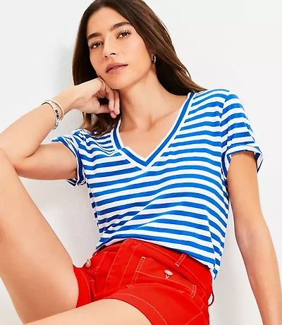 Petite Striped Everyday V-Neck Tee