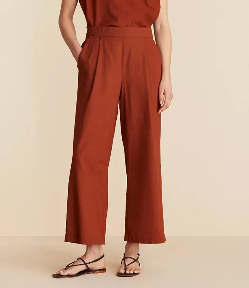 Petite Lou & Grey Linen Cotton Wide Leg Crop Pants