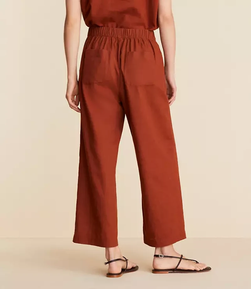 Petite Lou & Grey Linen Cotton Wide Leg Crop Pants