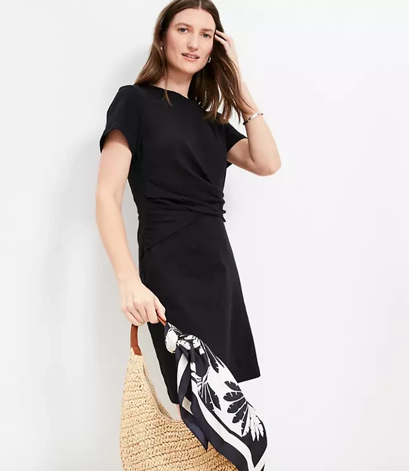 Petite Draped Mini Tee Dress