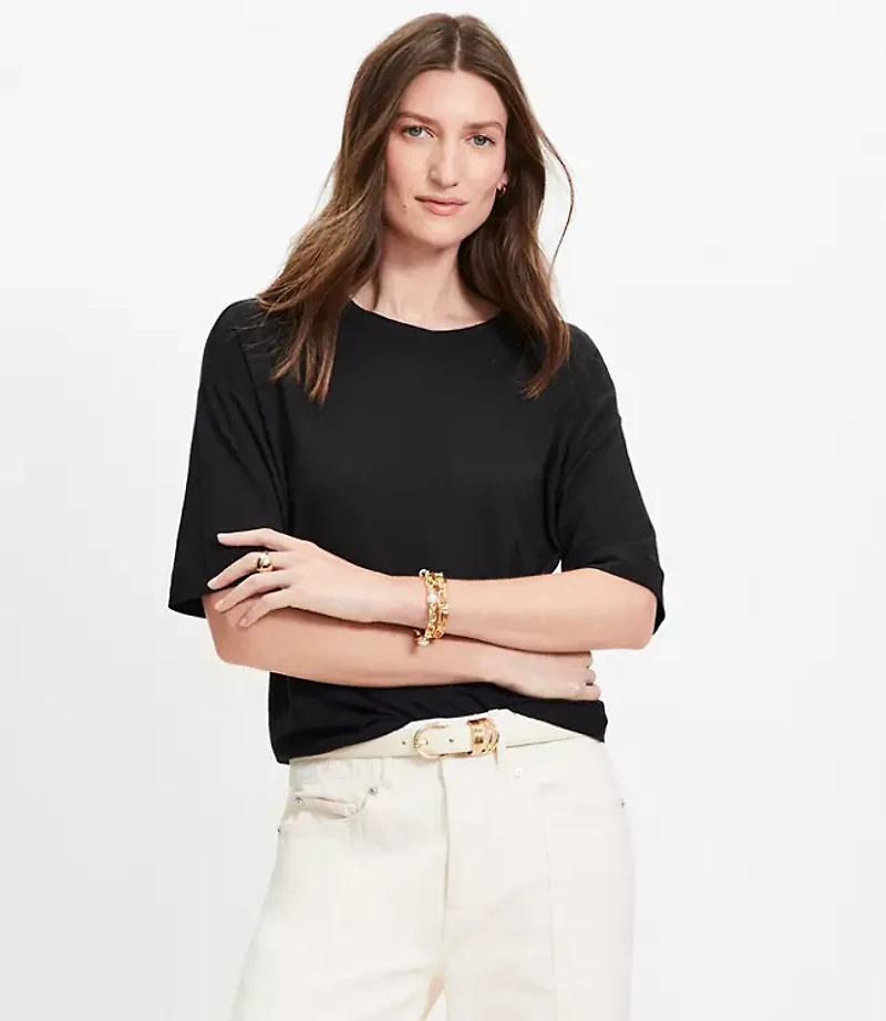 Petite Linen Blend Modern Tee