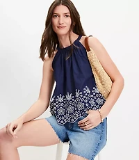 Petite Daisy Eyelet Scalloped Halter Top