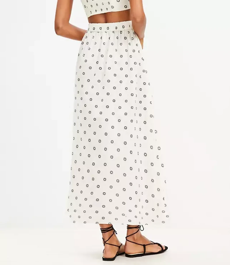 LOFT Beach Dotted Linen Cotton Maxi Wrap Skirt