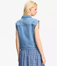 Denim Trucker Vest Bright Mid Indigo Wash