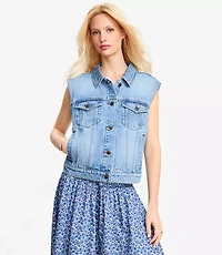 Denim Trucker Vest Bright Mid Indigo Wash