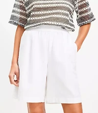 Pull On Bermuda Shorts Linen Cotton