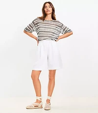 Pull On Bermuda Shorts Linen Cotton