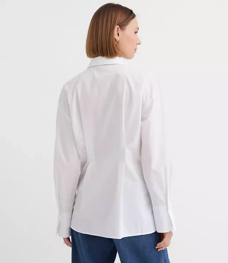 Seamed Poplin Tunic Shirt