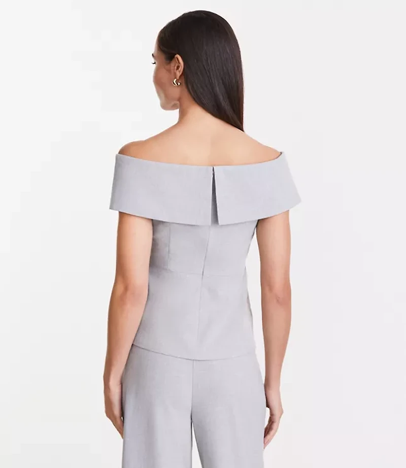 Petite LOFT Versa Seasonless Stretch Asymmetrical Off The Shoulder Top
