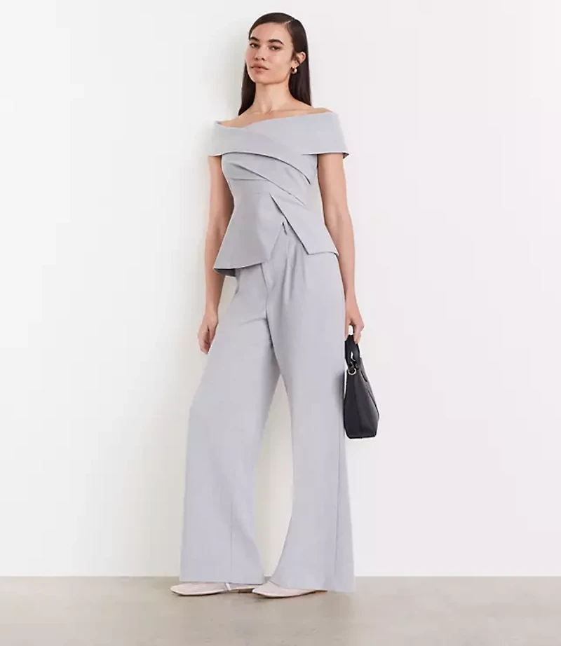 Petite LOFT Versa Seasonless Stretch Asymmetrical Off The Shoulder Top