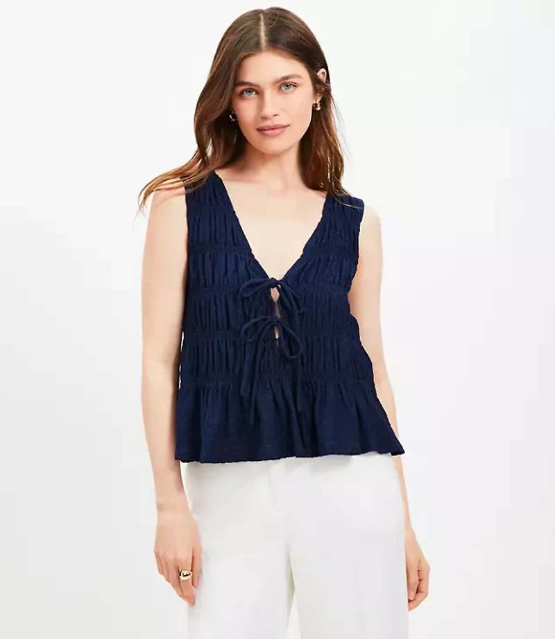 Double Tie Smocked Top