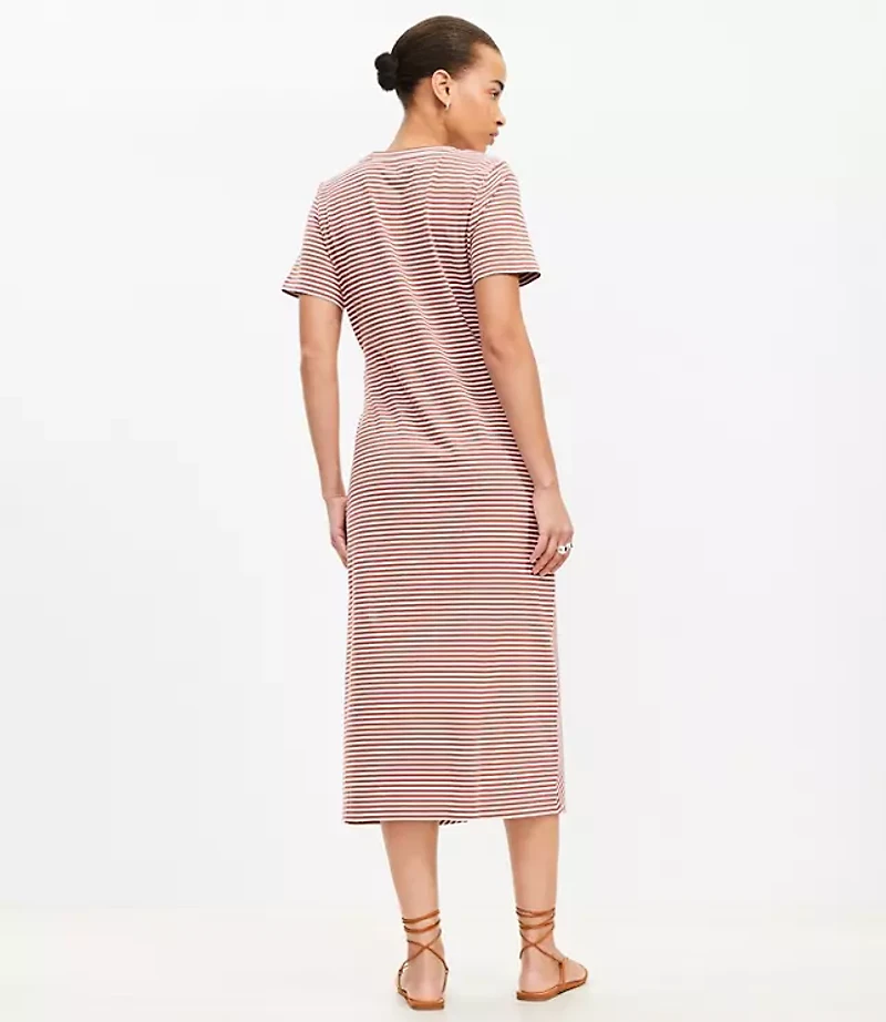 Petite Striped Twist Midi Dress