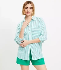 Petite Striped Everyday Oversized Pocket Shirt