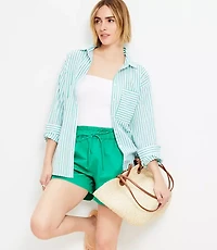 Petite Striped Everyday Oversized Pocket Shirt