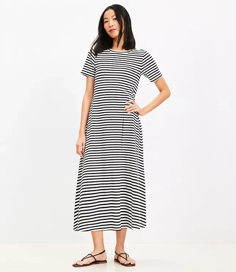 Petite Striped Maxi Tee Dress