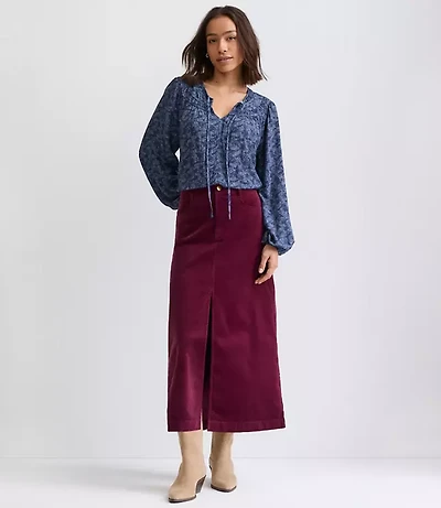 Brushed Corduroy Midi Skirt