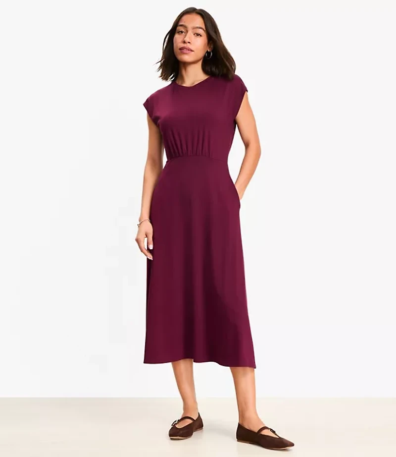 Cap Sleeve Midi Pocket Dress