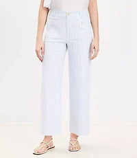 Petite Palmer Wide Leg Crop Pants Textured Stripe