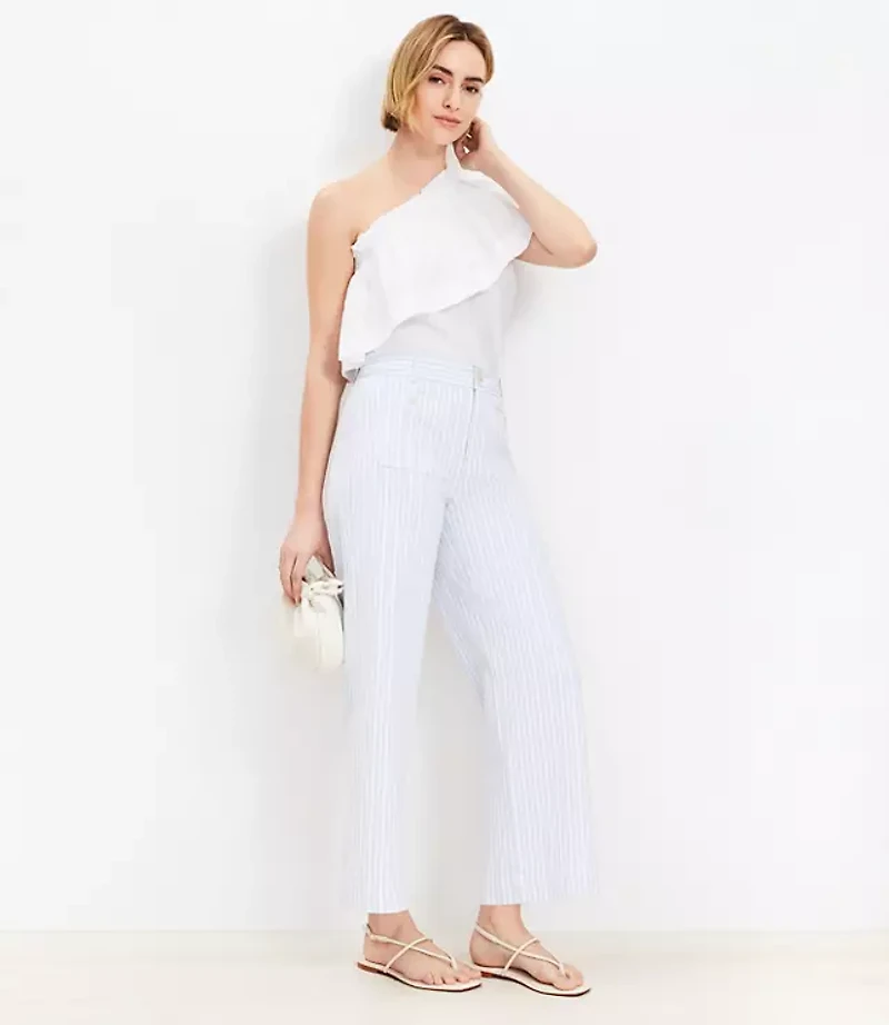Petite Palmer Wide Leg Crop Pants Textured Stripe
