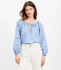 Petite Cutout Tie Neck Blouse