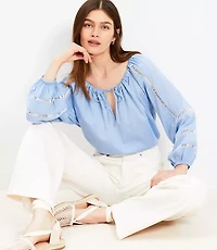 Petite Cutout Tie Neck Blouse