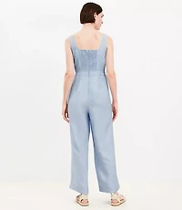 Petite Linen Blend Square Neck Jumpsuit