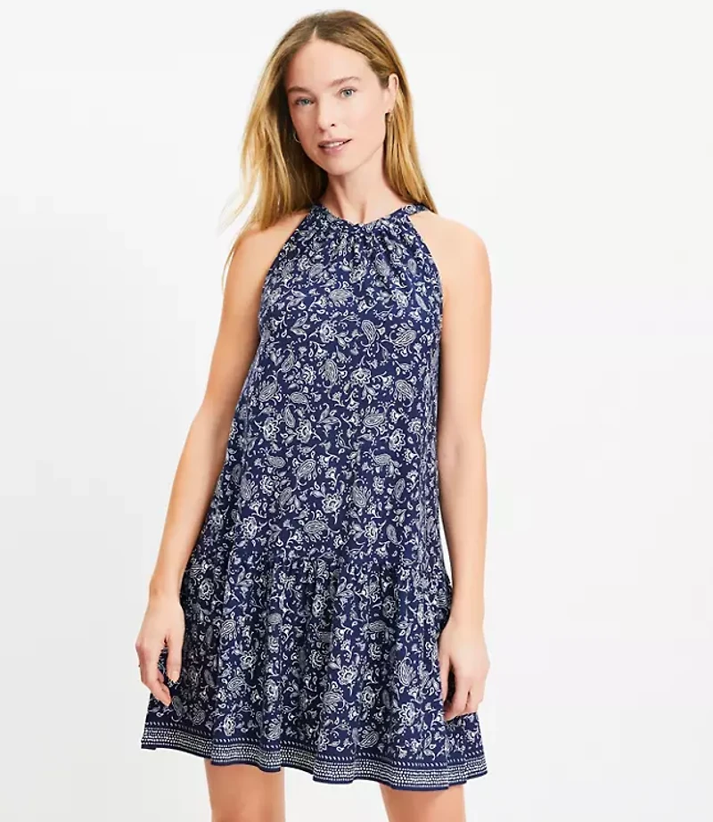 Petite Bandana Flounce Mini Halter Dress